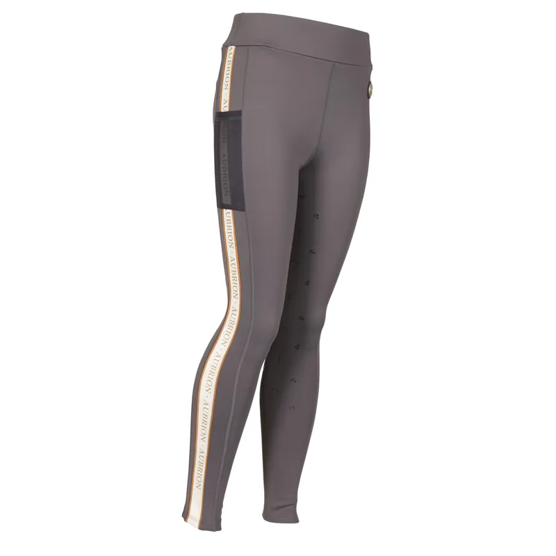 Aubrion Young Rider Team Shield Riding Tights - Grey